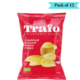 Trafo Organic Crinkle Cut Salted Crisps - Pack of 12 (125g each)