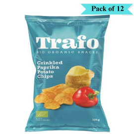 Trafo Organic Crinkle Cut Paprika Crisps - Pack of 12 (125g each)
