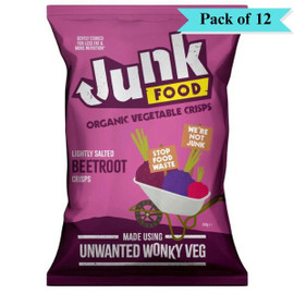 Junk Organic Beetroot Crisps - Pack of 12 (100g each)