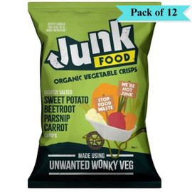 Junk Organic Mixed Vegetable Crisps - Pack of 12 (100g each)