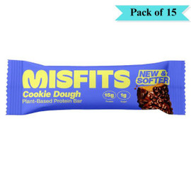 Misfits Health Plant-Based Protein Bar Cookie Dough - Pack of 15 (50g each)