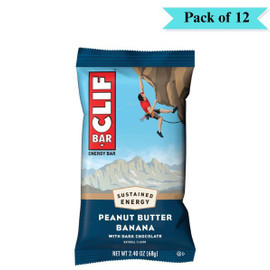 Clif Bar Peanut Butter Dark Choc with Dried Bananas - Pack of 12 (68g each)