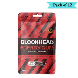Blockhead Energy Gum Extra Strength - Pack of 12 (16g each)