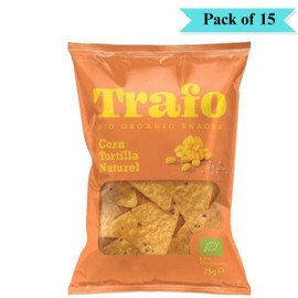 Trafo Organic Tortilla Chips Natural - Pack of 15 (75g each)