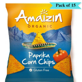Amaizin Organic Corn Chips Paprika - Pack of 15 (75g each)
