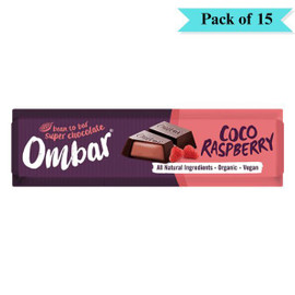 Ombar Coco Raspberry Filled Chocolate Bar - Pack of 15 (42g each)