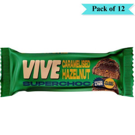 Vive Superchoc Caramelised Hazelnut Plant Based Chocolate Bar - Pack of 12 (40g each)