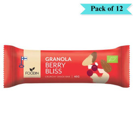 Foodin Organic Granola Bar Berry Bliss - Pack of 12 (40g each)