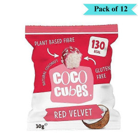 Coco Cubes Red Velvet Coconut Snack - Pack of 12 (30g each)