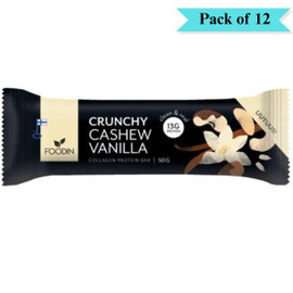 Foodin Crunchy Collagen Protein Bar Cashew Vanilla - Pack of 12 (50g each)