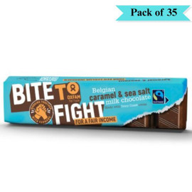 Oxfam Fair Trade Bite to Fight Milk Chocolate Caramel Sea Salt - Pack of 35 (47g each)