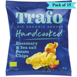 Trafo Organic Handcooked Crisps Rosemary & Himalaya Salt - Pack of 15 (40g each)