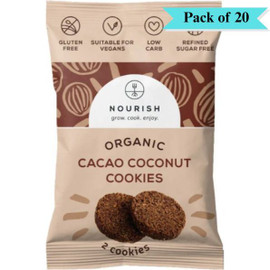 Nourish Grow Cook Enjoy Organic Cacao Coconut Cookies - Pack of 20 (25g each)