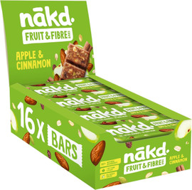 Nakd Fruit & Fibre Apple & Cinnamon Bar - Pack of 16 (44g each)