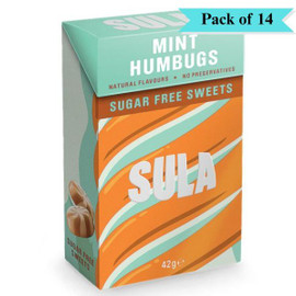 Sula Mint Humbugs Sweets Sugar Free - Pack of 14 (42g each)