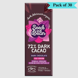 Seed & Bean 72% Dark Cacao Chocolate Bar - Pack of 30 (25g each)