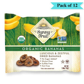 Sunny Fruit Dried Banana Organic - Pack of 12 (30g each)