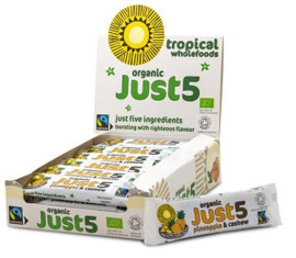 Tropical Wholefoods Vegan Organic Pineapple & Cashew Bar - Pack of 18 (40g each)