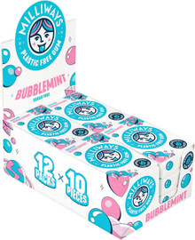 Milliways Food Bubblemint Chewing Gum - Pack of 12 (19g each)