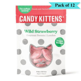 Candy Kittens Wild Strawberry Vegan Sweets - Pack of 12 (54g each)