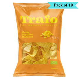Trafo Organic Tortilla Chips Natural - Pack of 10 (200g each)