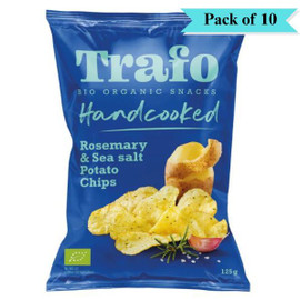Trafo Organic Handcooked Crisps Rosemary & Himalaya Salt - Pack of 10 (125g each)