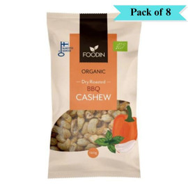 Foodin Organic Dry Roasted BBQ Cashew - Pack of 8 (120g each)