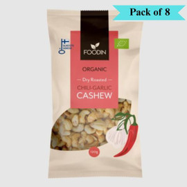 Foodin Organic Dry Roasted Chili Garlic Cashew - Pack of 8 (120g each)