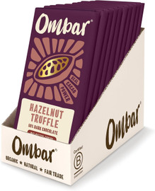 Ombar Centres Hazelnut Truffle Dark Chocolate Bar - Pack of 10 (70g each)