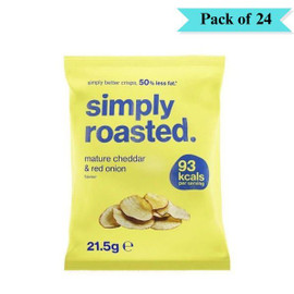 Simply Roasted Mature Cheddar & Red Onion Crisps - Pack of 24 (21.5g each)