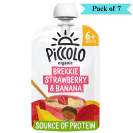Piccolo Organic Brekkie Strawberry & Banana Stage 1 - Pack of 7 (100g each)