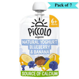 Piccolo Organic Natural Yoghurt Blueberry & Banana Stage 1 - Pack of 7 (100g each)