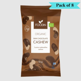Foodin Organic Raw Chocolate Coated Cashew - Pack of 8 (60g each)