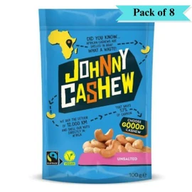Johnny Cashew Roasted & Unsalted - Pack of 8 (100g each)