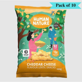 Human Nature Cheddar Cheese Lentil Snack - Pack of 10 (100g each)