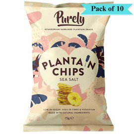 PURELY PLANTAIN Plantain Chips Salted - Pack of 10 (75g each)