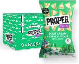 Properchips Sour Cream & Chive Lentil Chips - Pack of 8 (85g each)