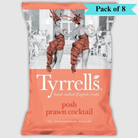 Tyrrells Posh Prawn Cocktail Sharing Crisps - Pack of 8 (150g each)