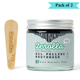 Zerolla Eco Natural Coconut Oil Pulling Mouthwash Active Charcoal - Pack of 2 (60ml each)