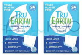 Tru Earth Laundry Detergent Strips Fresh Linen - Pack of 2 (24 Strips each)