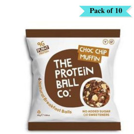 The Protein Ball Co Choc Chip Muffin High Fibre Snack - Pack of 10 (45g each)