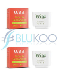 Wild Men's Cedar & Sandalwood Deo Refill - Pack of 2 (40g each)