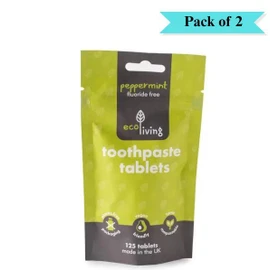 Ecoliving Toothpaste Tablets Fluoride Free - Pack of 2 (125 Tablets each)