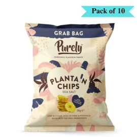 PURELY PLANTAIN Plantain Chips Sea Salt - Pack of 10 (28g each)