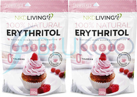NKD Living Erythritol Powdered Natural 0 Calorie Sweetener - Pack of 2 (200g each)