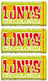 Tonys Chocolonely Creamy Hazelnut Crunch Chocolate Bar - Pack of 3 (180g each)