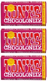 Tonys Chocolonely Milk Caramel Biscuit Chocolate Bar - Pack of 3 (180g each)
