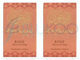 Zaytoun Rose Scented Olive Oil Soap Bar - Pack of 2 (100g each)