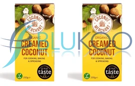 Coconut Merchant Organic Creamed Coconut Block - Pack of 2 (200g each)