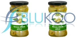 Korvel Greek Green Olives Pitted Halkidiki Super Colossal - Pack of 2 (290g each)